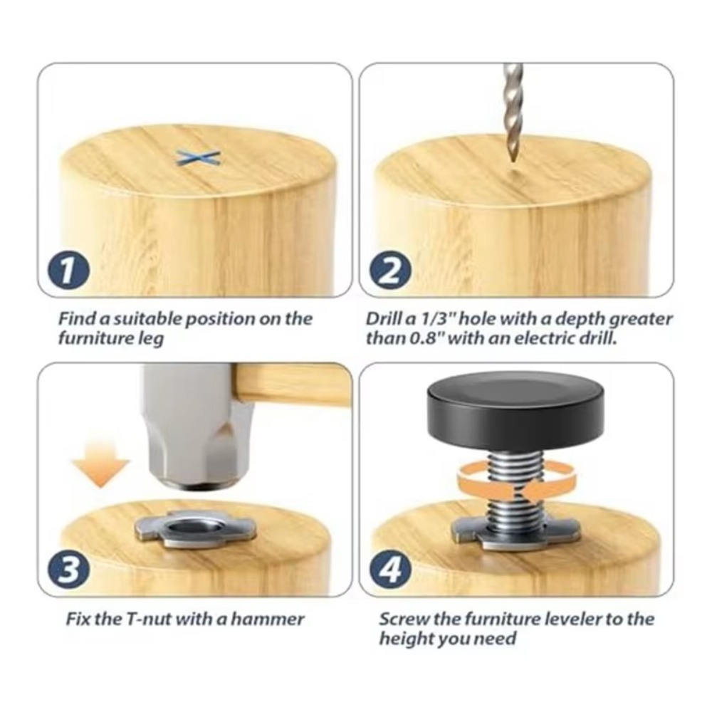 8PCS Kaki Penyetel Ketinggian  - Furniture Leveling Hardware ulasan dan harga